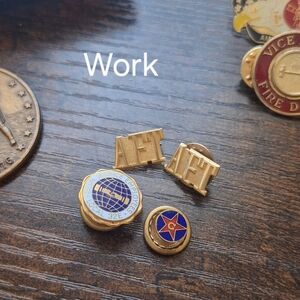 Vintage Gold and Blue Lapel Pins Set Some GOLD FILL